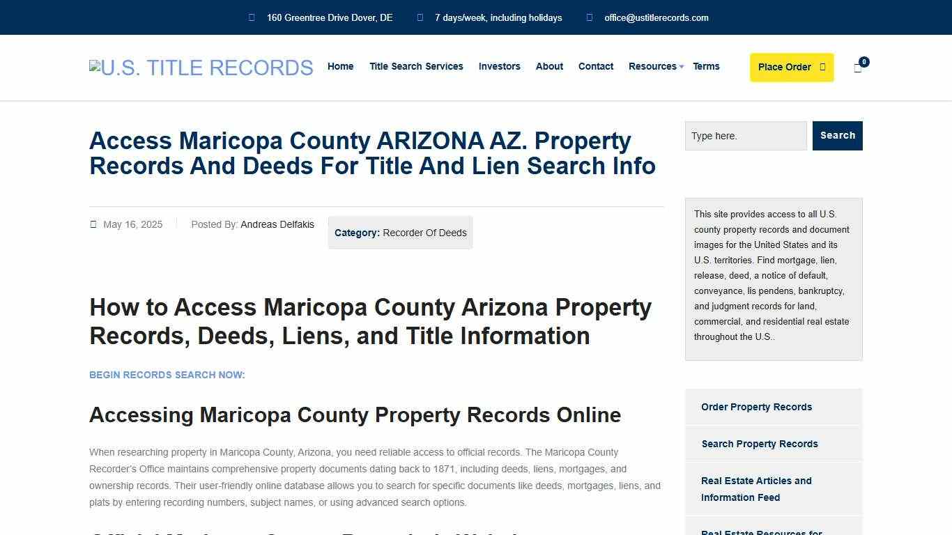 Access Maricopa County ARIZONA AZ. Property Records Online | U.S. Title Records